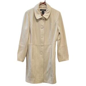 Leslie Fay Ivory Wool Blend Coat Women’s Size 14 Fully Lined Classic